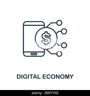 L'icône Contour de l'économie numérique. Fine ligne de l'élément de la technologie concept fintech icônes collection. L'icône de l'économie numérique créative pour les applications mobiles et Illustration de Vecteur