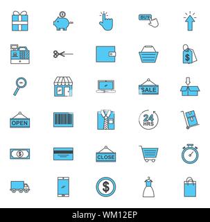 Commerce électronique sur la ligne set icons Illustration de Vecteur