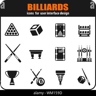 Billard icon set Illustration de Vecteur