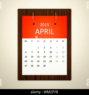 L'image d'un calendrier pour la planification d'avril 2015 Banque D'Images