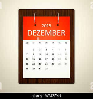 L'image d'un calendrier pour la planification des événements Décembre 2015 Banque D'Images