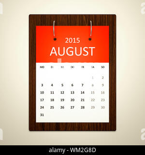 L'image d'un calendrier pour la planification d'août 2015 Banque D'Images