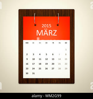 Une image d'un calendrier pour la planification de l'événement allemand Mars 2015 Banque D'Images