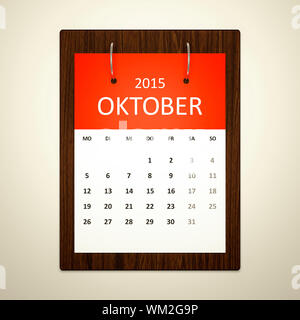 L'image d'un calendrier pour la planification d'octobre 2015 Banque D'Images