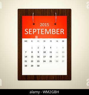 L'image d'un calendrier pour la planification des événements septembre 2015 Banque D'Images