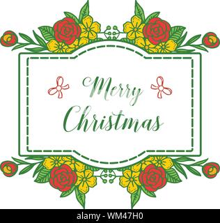 Texte calligraphie de joyeux Noël avec décoration de colorful floral frame dans esprit vintage. Vector Illustration de Vecteur