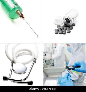 Composition collage médical imbriqué mosaïque sur cadre blanc Banque D'Images