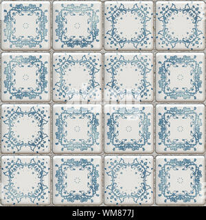 Une illustration d'une seamless texture carreaux de Delft Banque D'Images