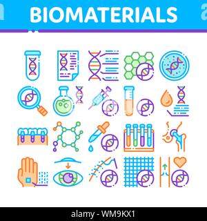 Les éléments de la cueillette de biomatériaux Vector Icons Set Illustration de Vecteur