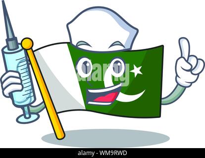 Drapeau pakistan Infirmière en forme de caractère mascot Illustration de Vecteur