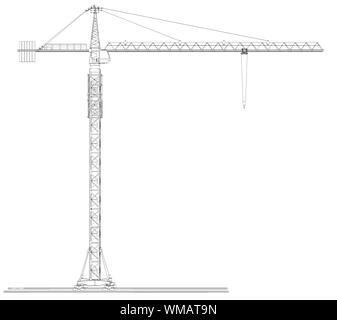 Grue à tour de fil de fer. Isolé sur fond blanc Banque D'Images