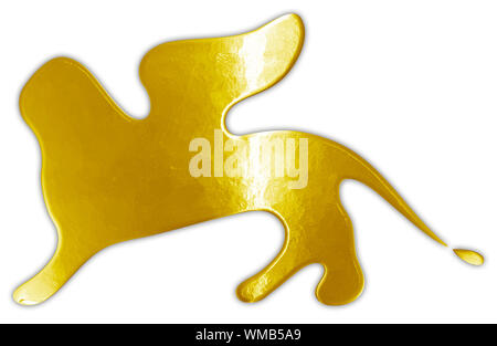 Lion de Festival du Film de Venise, de l'or style rédactionnel, logo métallique Banque D'Images