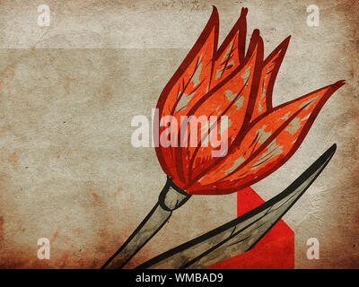 Illustration de tulipe sur retro grunge background. Banque D'Images