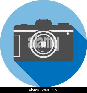 Rond et plat simple icône Appareil photo reflex numérique ou un symbole vector illustration Illustration de Vecteur