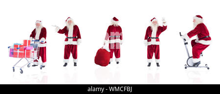 Image composite de différents santas sur fond blanc Banque D'Images