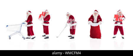 Image composite de différents santas sur fond blanc Banque D'Images