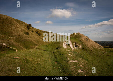 Le CLAJ Hill Âge de Fer de fort près de Warminster, Wiltshire, Royaume-Uni Banque D'Images
