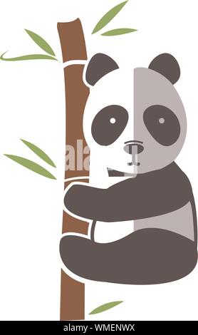 Illustration du Panda Géant qui escalade arbre bambou à à quelque chose Illustration de Vecteur