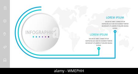 Infographie minimaliste vecteur modèle avec cercle. Concept géométrique d'affaires avec 2 options. Utilisé comme espace pour le contenu, l'étape de l'étape, timelin Illustration de Vecteur