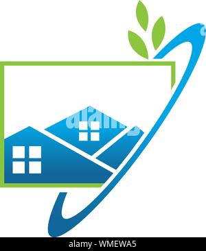 Chambre verte, vecteur de conception de logo Logo Nature House Illustration de Vecteur