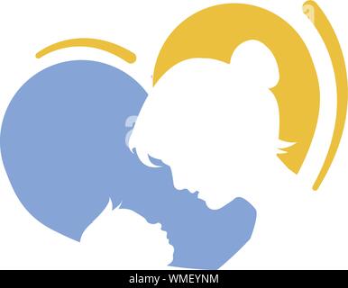 La mère enfant bébé forme de coeur Logo design vector modèle. Soins de la clinique de médecine de bienfaisance concept Logo Icône. Illustration de Vecteur