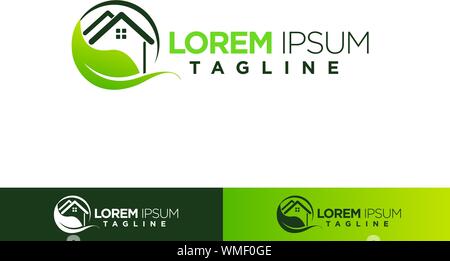 Chambre verte, vecteur de conception de logo Logo Nature House Illustration de Vecteur