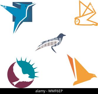 Jeu de modèle de conception de logo d'oiseaux. Logo Animal oiseau pour Vector Illustration Illustration de Vecteur