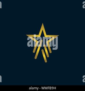 Logo Gold Star vecteur dans un style élégant avec fond bleu foncé Illustration de Vecteur
