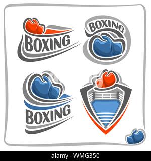 Abstract Vector logo pour la boxe, les panneaux pour fight club, isolé sports icons sur blanc. Illustration de Vecteur