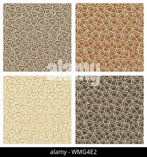 Vector set des modèles sans couture chocolat moelleux au chocolat, coeur en pétales Shamrock. Illustration de Vecteur