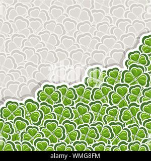 Motif trèfle vecteur pour le jour de la Saint Patrick, green shamrock affiche avec frontière pour texte d'accueil, un ornement clover feuillage. Illustration de Vecteur