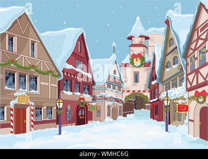 Ville de Noël Illustration de Vecteur