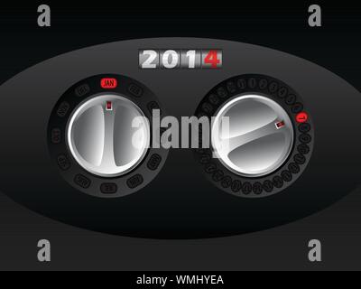 Calendrier 2014 avec rotateable boutons voiture Illustration de Vecteur