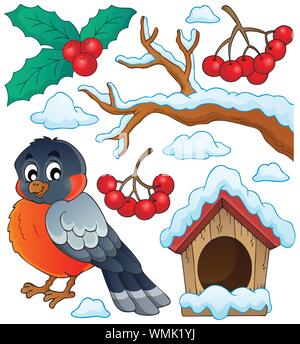 Oiseaux hiver collection thème 1 Illustration de Vecteur