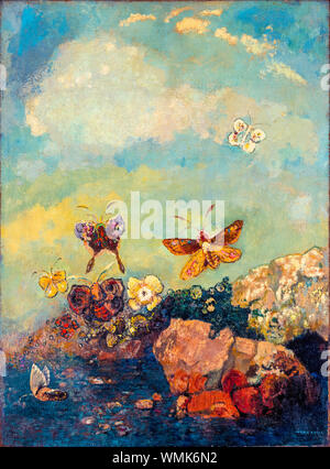 Odilon Redon, peinture, papillons, vers 1910 Banque D'Images