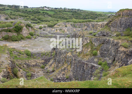 Carrière de Minera - une ancienne carrière de calcaire à ciel ouvert au nord du Pays de Galles maintenant une réserve naturelle de fiducie de la faune Banque D'Images