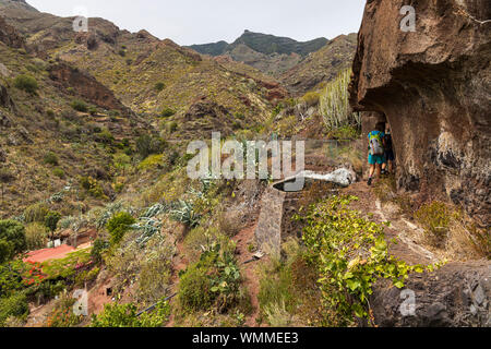 Sentier, balade à vélo à travers l'canales de Catalanes de Anaga, Tenerife, Canaries, Espagne Banque D'Images