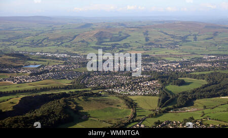 Vue aérienne de Skipton, une ville dans le Yorkshire Dales, UK Banque D'Images