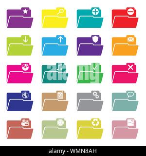 L'icône de dossier plat jeu de 20 Illustration de Vecteur