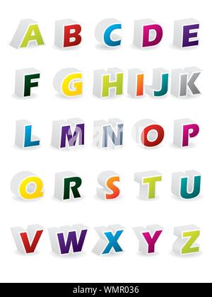 Alphabet couleur 3D. Illustration de Vecteur