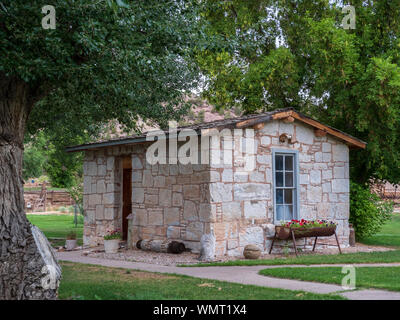 Maison en pierre, John Jarvie Ranch historique, Browns Park, Utah. Banque D'Images