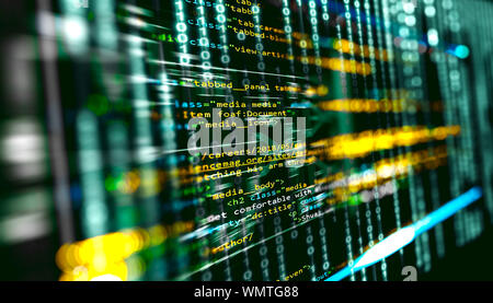 Résumé du génie de la programmation et du développement de logiciels.script et code source pour le développement d'algorithmes.image virtuelle de la science. Banque D'Images