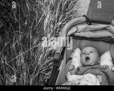 Bébé dans poussette Banque D'Images