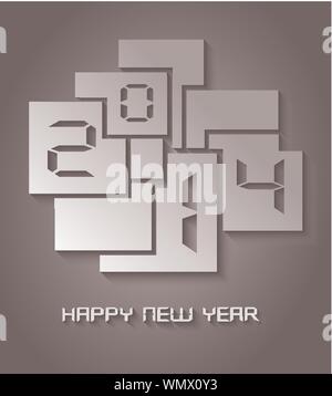 Nouvelle Année 2014 coupe papier carte postale illustration Illustration de Vecteur