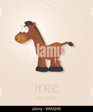 Zodiaque chinois régler l'année du cheval Illustration de Vecteur
