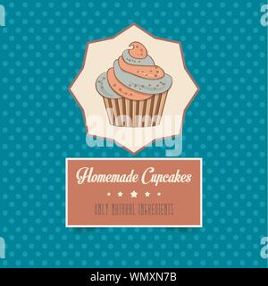 Vintage poster cupcakes fait maison Illustration de Vecteur