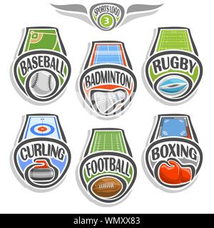 Vector set of sports logo avec balle, isolé sur blanc. Illustration de Vecteur