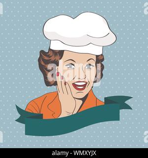 Lady Chef, retro illustration Illustration de Vecteur