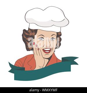 Lady Chef, retro illustration Illustration de Vecteur