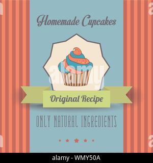 Vintage poster cupcakes fait maison Illustration de Vecteur